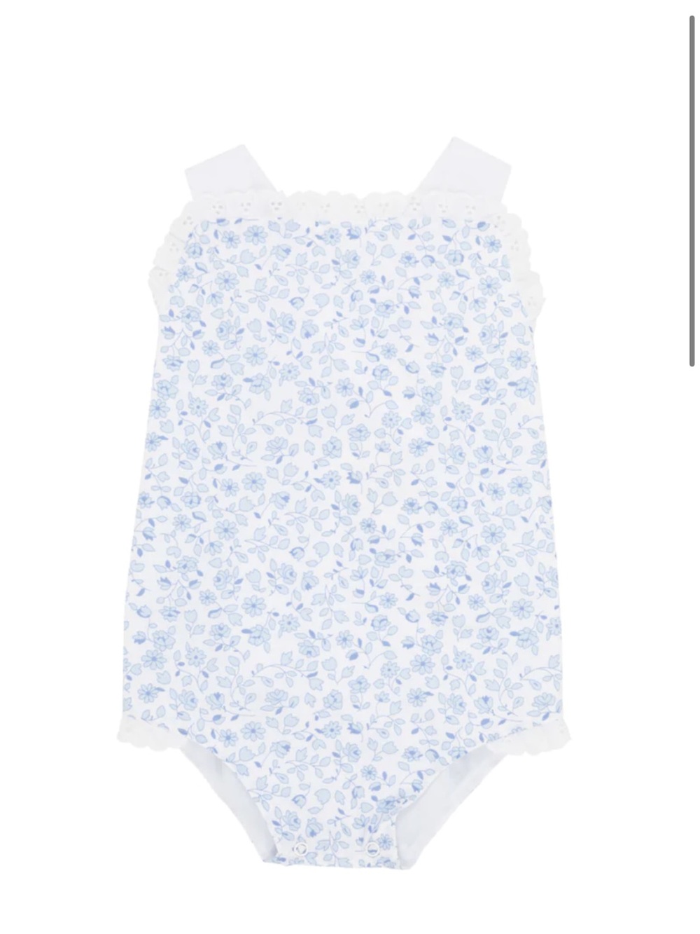 TBBC Beaufort Bonnet 3T Blue White Floral Sunsuit Romper Sisi Greenbriar Garden